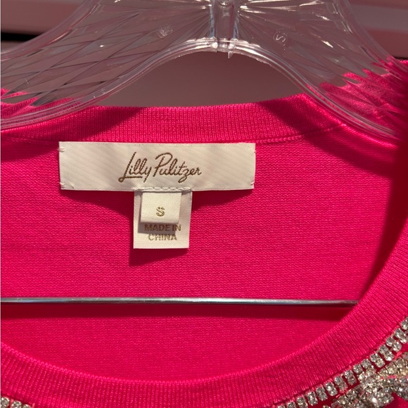 Lilly Pulitzer Pink Sweater with Embellished Neckline - Picture 2 of 6